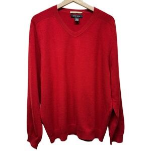 Glen Royal 100% Cashmere‎ Sweater Mens Sz XL Red Pullover V-Neck Preppy